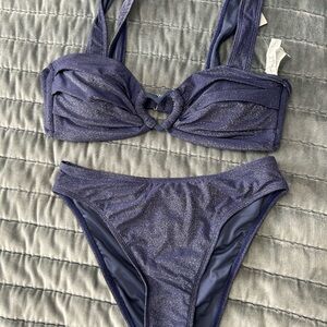 Cupshe Blue and Silver Bikini with Knotted Detail